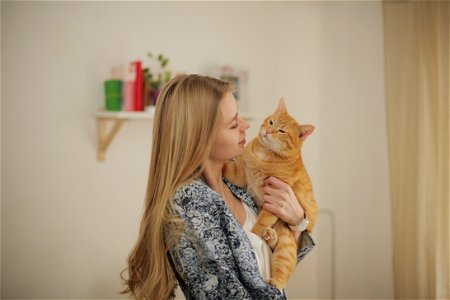 Woman Girl Portrait Cat