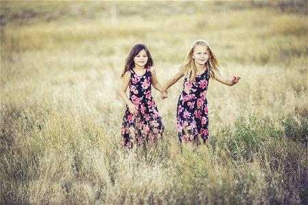 Sister Children Grassland photo