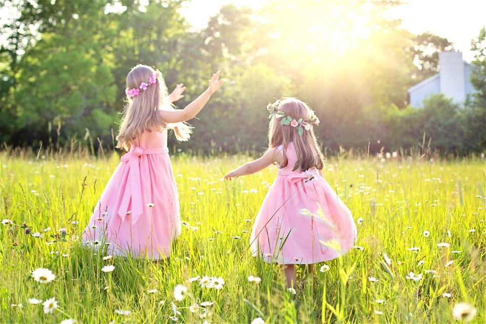 Sister Children Grass