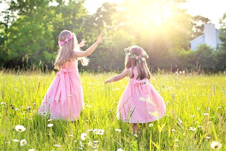 Sister Children Grass photo