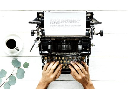 Typewriter Hands Coffee photo