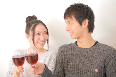 Couple Wine Cheers photo