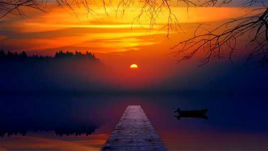 Sunrise Lake Fog photo