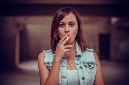 Woman Smoking Cigarette photo
