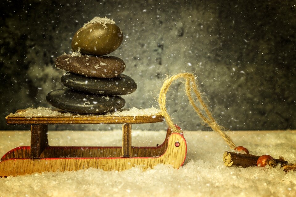 Stones winter snowfall