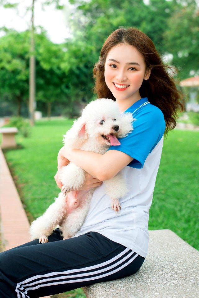 Woman Girl Portrait Dog