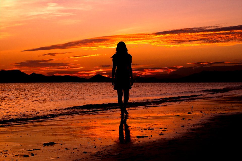 Beach Sea Woman Sunset photo