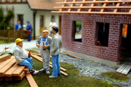 Construction Workers Housebuilding Dolls photo