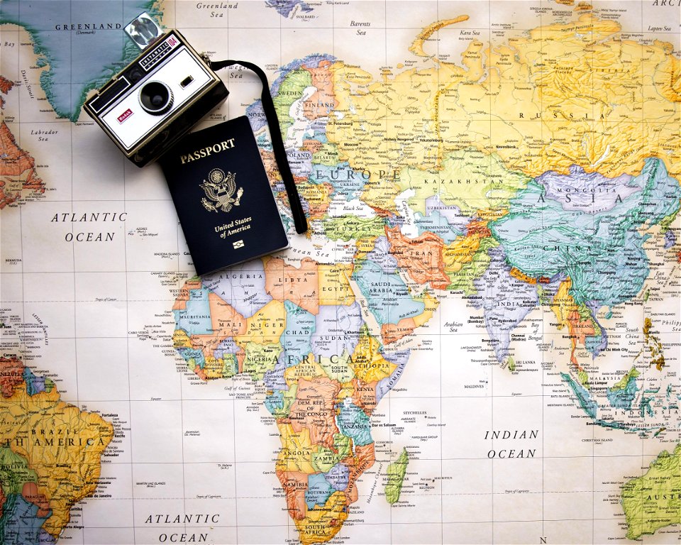 World Map Passport Camera