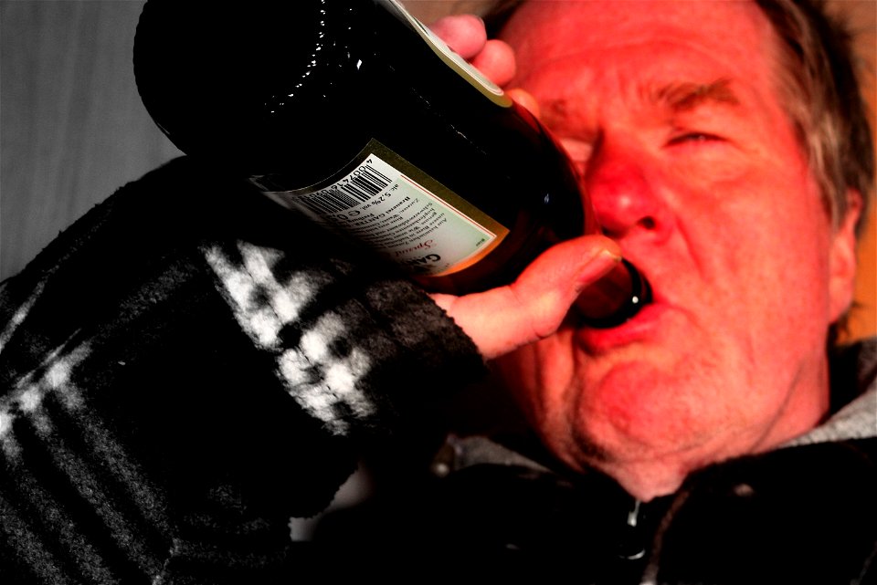 Senior Man Drink Beer