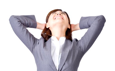 Business Woman Look Up