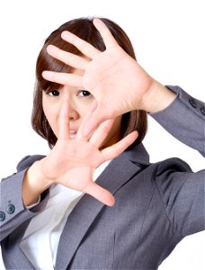 Business Woman Cover Face