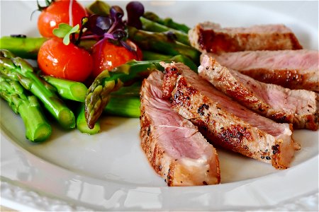 Veal Steak Asparagus photo