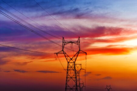 Electricity towers electricity sky colors photo