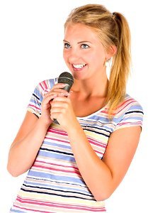 Woman Girl Sing Karaoke photo