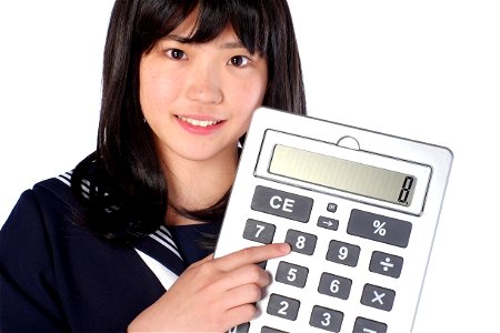 Female Student Calculator photo