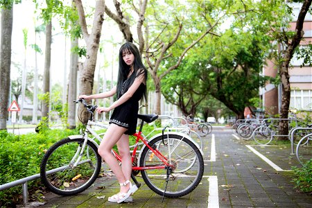 Woman Girl Portrait Bicycle photo