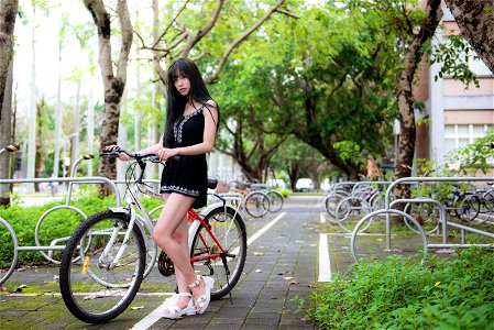 Woman Girl Portrait Bicycle photo