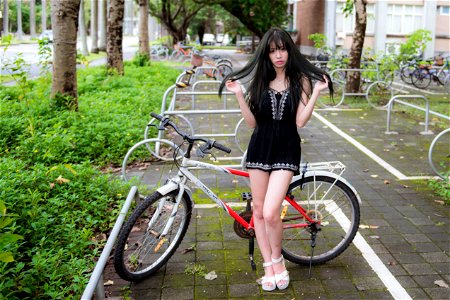 Woman Girl Portrait Bicycle