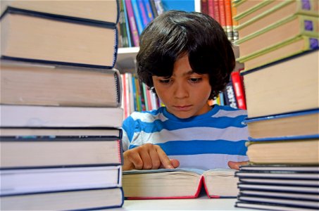 Child Boy Reading Books