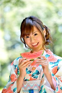 Woman Girl Yukata Watermelon