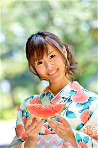 Woman Girl Yukata Watermelon photo