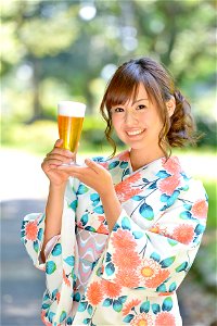 Woman Girl Yukata Beer photo