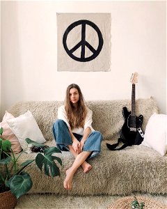 Woman Girl Sofa Guitar