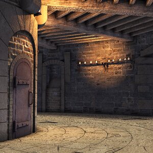 Candles wooden beams gloomy