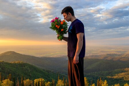 Mountains forest guy