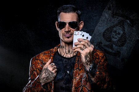 Man Gambler Playing Cards photo