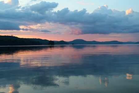 Sunset beach lake photo