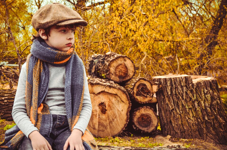 Nature child felled trees