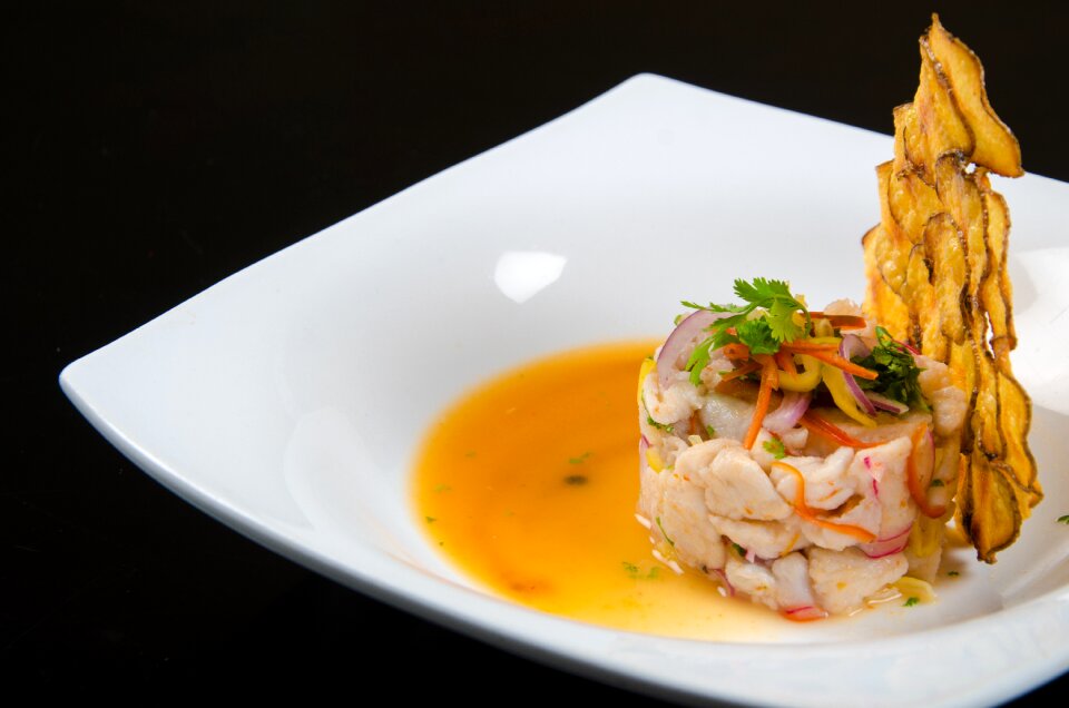 Shrimp gourmet food sauce passion fruit