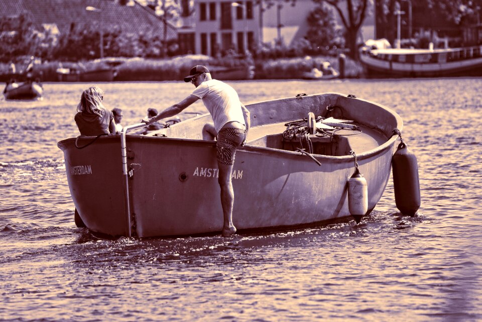 Transport boat ride man