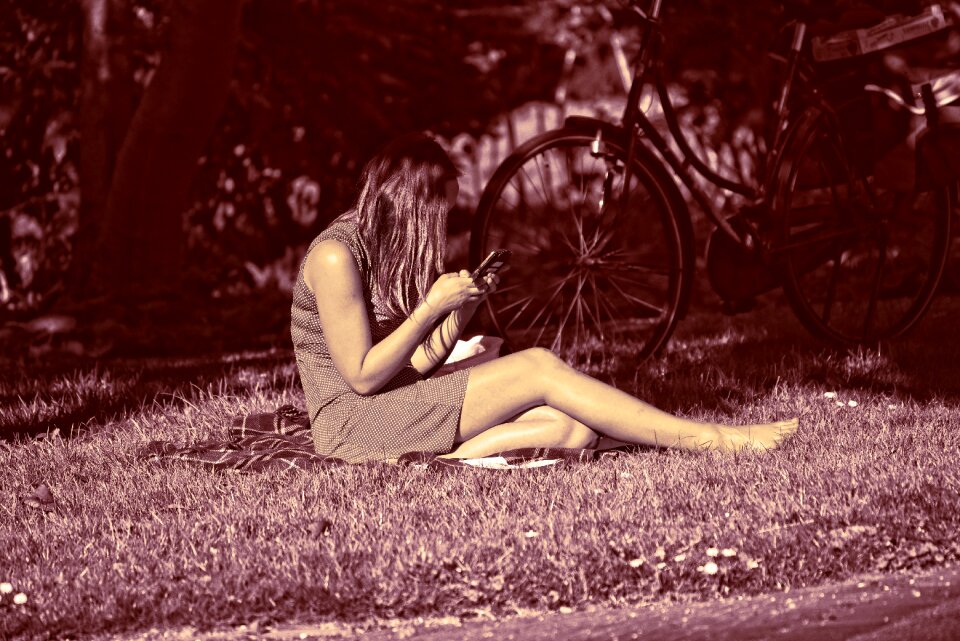 Sitting phone checking