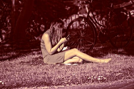 Sitting phone checking