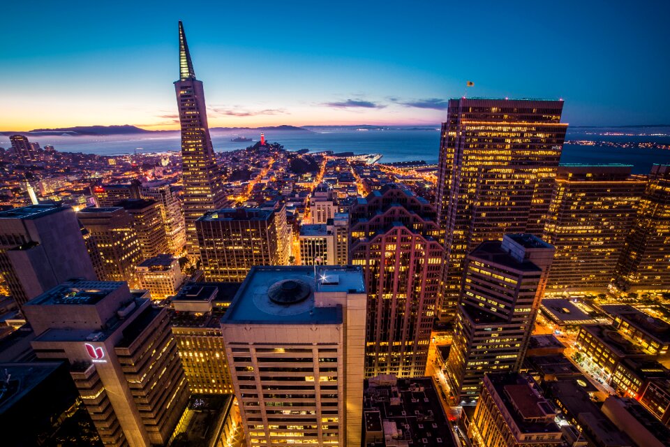 The city low beautiful sky