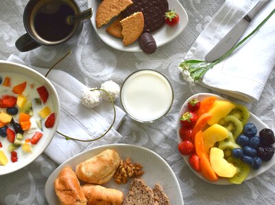 Flat lay milk fruit