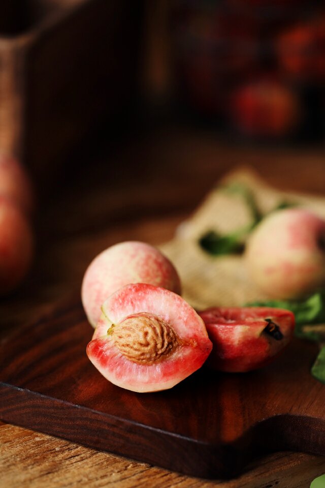 Peaches cutting board brown board