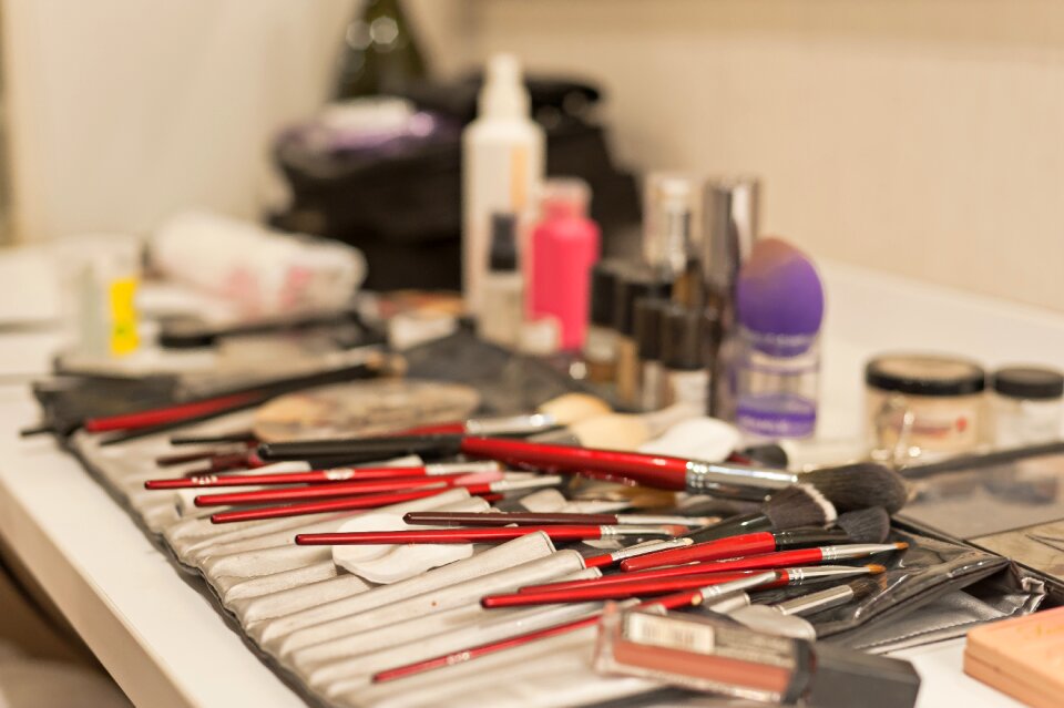 Brushes bottles containers photo