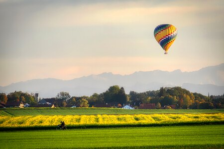 Alpine hot air balloon ride flying