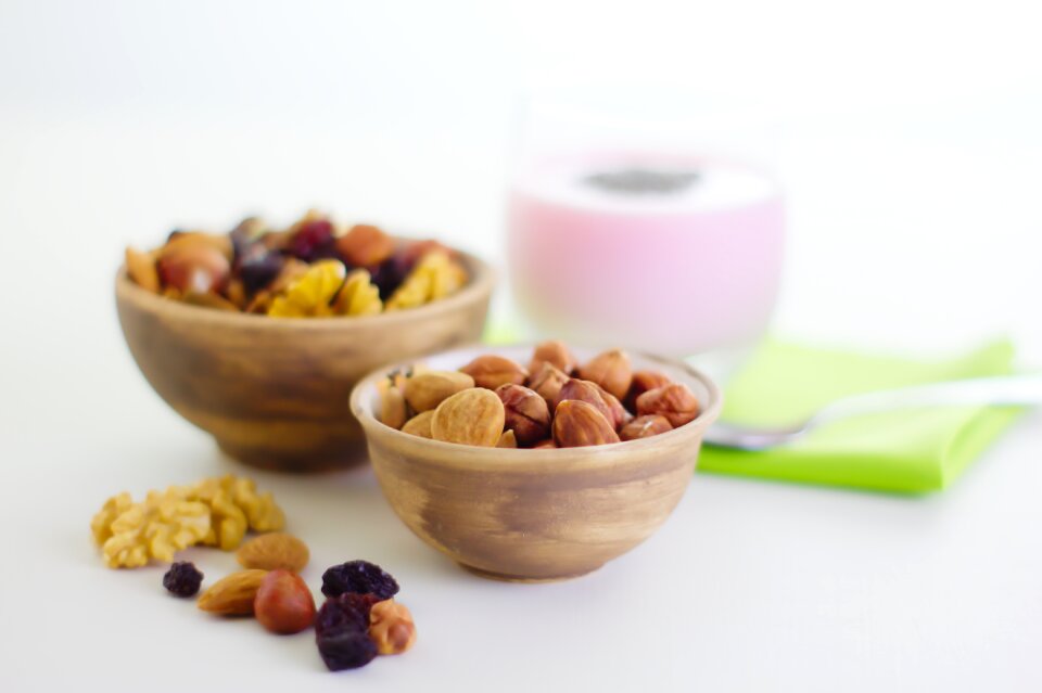 Nuts almonds hazelnuts
