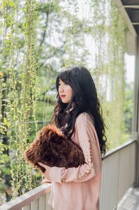 Woman outdoors hair