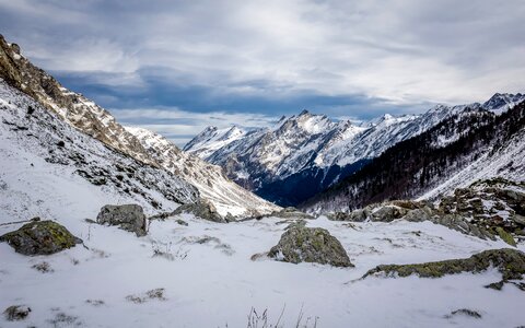 Mountain snow sky photo