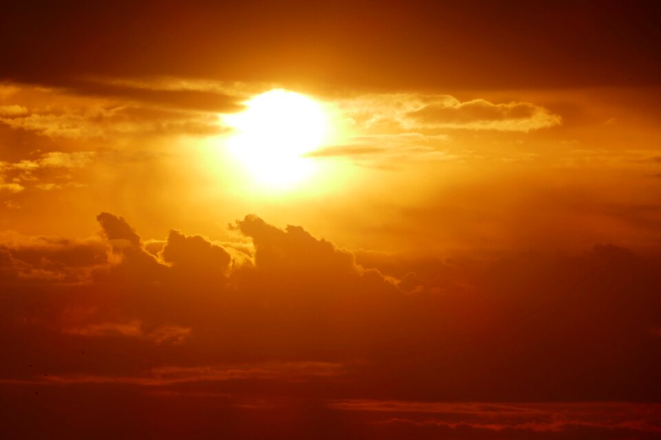 The sky clouds orange