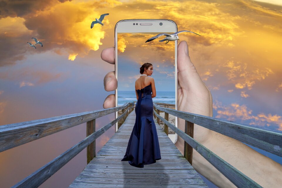 Hand woman standing dock