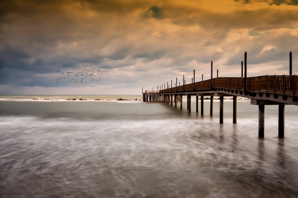Clouds piers water