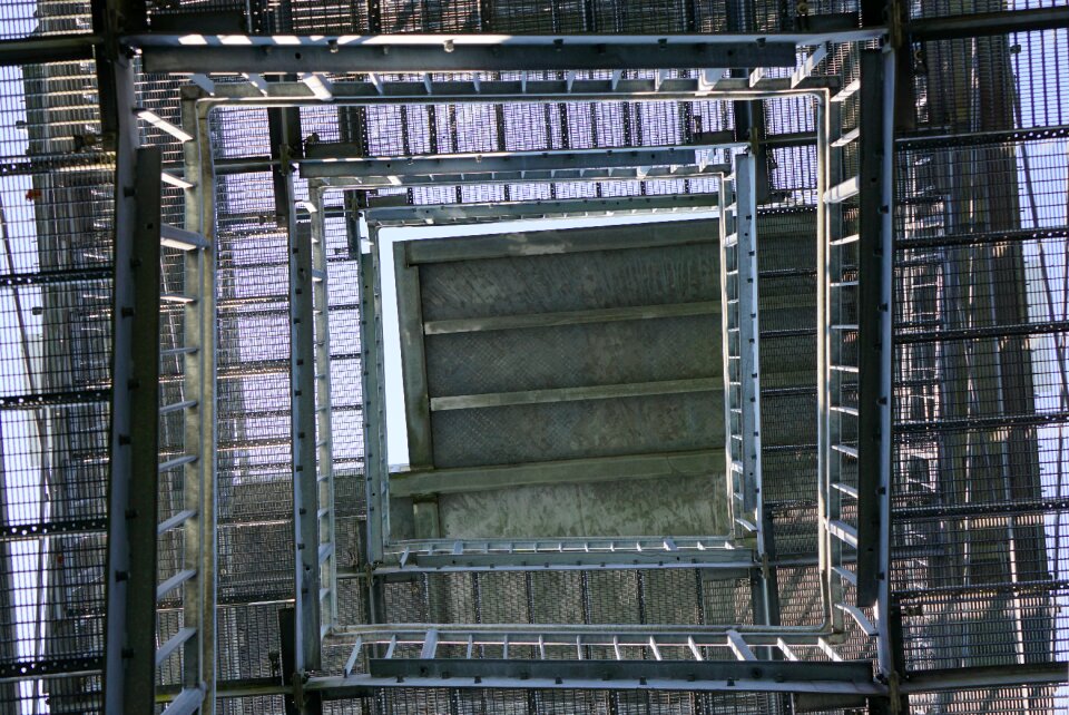 Metal spiral staircase tower