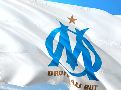 Ligue 1 flag olympique marseille photo
